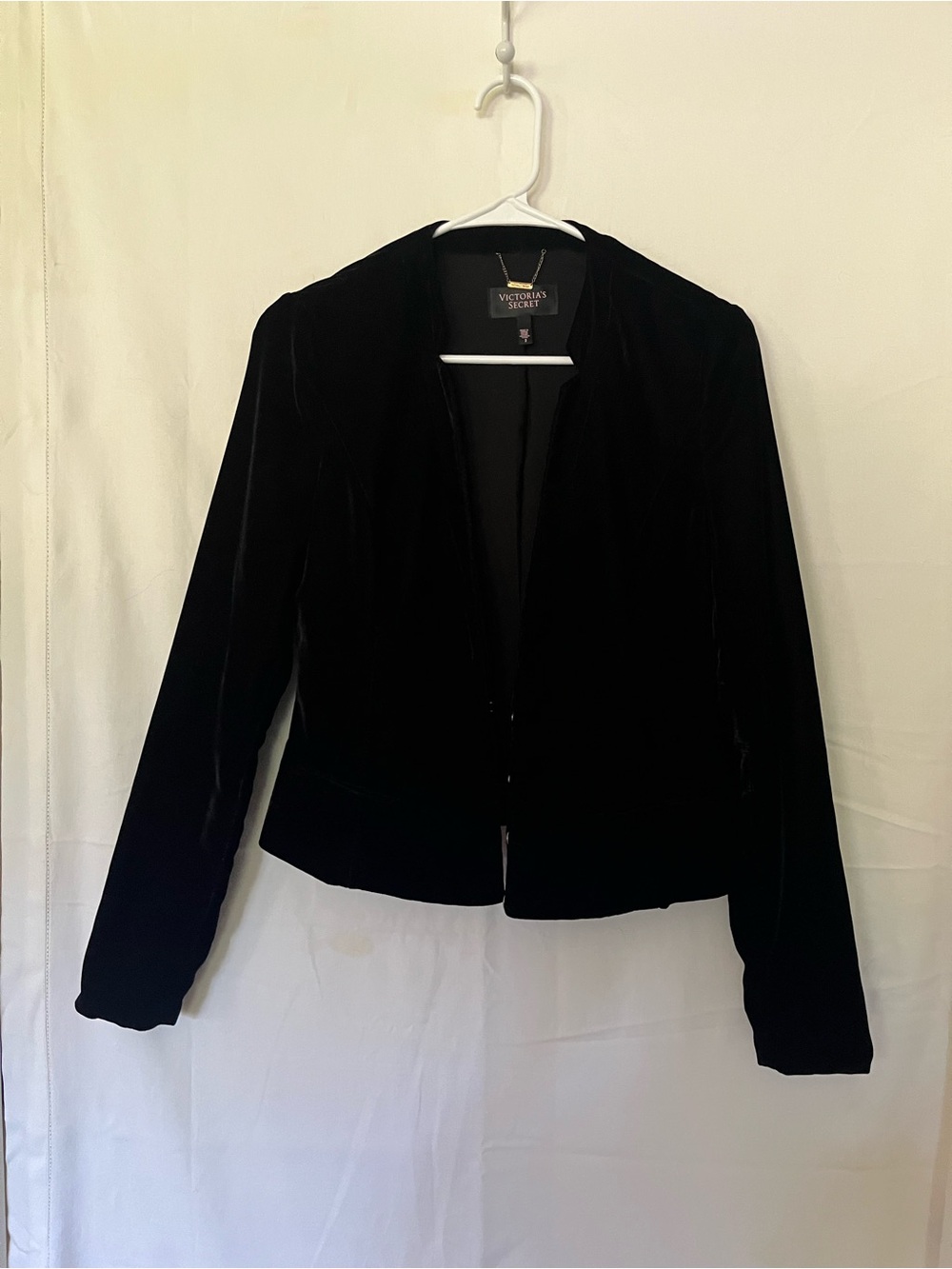 Victoria's Secret Black Velvet Open-Front Blazer